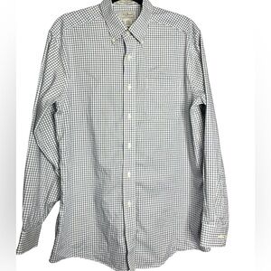 LL Bean Long Sleeve Blue Plaid Check Wrinkle Resistant Button Down Shirt, size M